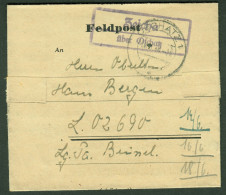 ZEICHA über OSCHATZ 1944 Klarer LANDPOSTSTEMPEL Blau Auf FELDPOST Faltbrief > LuftgauPostamt Brüssel 02690 = FlakDiv16 - Feldpost 2da Guerra Mundial