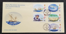 Solomon Islands Alvaro Mendana's Discovery 1992 Sailing Ship (FDC) Granada '92 - Islas Salomón (1978-...)