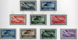 Italia 1945 Democratica Posta Aerea  9 Valori - Luchtpost