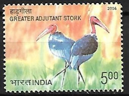 India - MNH ** 2006 : Greater Adjutant  -  Leptoptilos Dubius  (Stork) - Cicogne & Ciconiformi