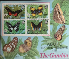 Gambia 1980 WWF Abuko Butterflies Minisheet MNH - Papillons