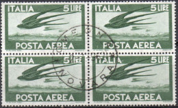 Italia 1962 Posta Aerea 5 £ Fil. Stelle Quartina Usata - Correo Aéreo