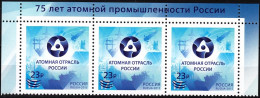 RUSSIA 2020-70 Nuclear Industry - 75 Years. 2nd Issue - OVERPRINTED. Top Strip Of 3v, MNH - Atome