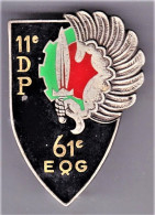 61° EQG/ 11° DP. 61° Escadron De Quartier Général/ 11° Division Parachutiste. émail Grand Feu. Drago.1827. Faux N° Homol - Esercito