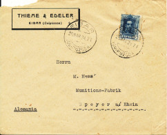 Spain Cover Sent To Germany 25-3-1924 Single Franked The Cover Is Missing The Upper Left Corner - Covers & Documents