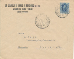 Spain Cover Sent To Germany 22-1-1925 Single Franked - Briefe U. Dokumente