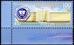 RUSSIA 2021-06 Science: Technical University For Communications - 100. CORNER, MNH - Télécom