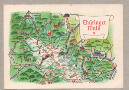 A0289} BRD  - AK (DDR-Zeit): Thüringer Wald -  Landkarte Mit Sehenswürdigkeiten - Carte Geografiche