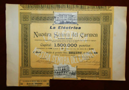 La Eléctrica De Nuestra Señora Del Carmen SA Puente Genil, Córdoba, Spain 1906 Share Certificate - Electricité & Gaz