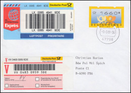 Neuer Strichcode-Aufkleber Für Eil-International: Eil-Wert-Brief KREFELD 8.3.01 - R- & V- Labels