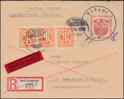 Bad Nauheim 8IIx Postverschlusszettel Mit AM-POST-Marken MiF Eil-R-Brief 21.3.46 - Lettres & Documents