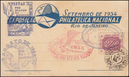 Brasilien Schmuck-PK Nationale Briefmarkenausstellung Rio De Janeiro 16.9.1934 - Exposiciones Filatélicas