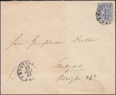 Privatpost Stuttgart 3 Springendes Pferd 3 Pfennig EF Brief STUTTGART 17.7.1893 - Posta Privata & Locale