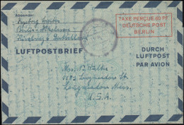 Luftpostfaltbrief LF 2 B IV Zu 60 Pf. BERLIN-NIKOLASSEE 28.12.1949 In Die USA - Autres & Non Classés