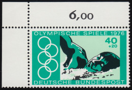 886 Olympia Montreal 40+20 Pf Schwimmen ** Ecke O.l. - Ungebraucht