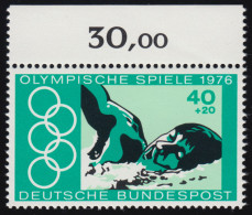 886 Olympia Montreal 40+20 Pf Schwimmen ** Oberrand - Unused Stamps