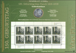 2658 Nobelpreisträger Max Planck - Numisblatt 2/2008 - Numismatische Enveloppen