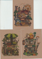 Lot 3 Cpm 10x15. ("Tortues Ninja"?) Dont "Matcha /Paiheme"(Illustr. Japonais ?) Dos Uni Bistre - Contemporary (from 1950)