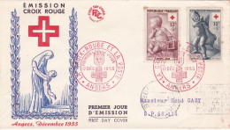 FDC 1955 - N° Y&T 1048 & 1049  Croix Rouge Avec Double Oblitération Poste Aux Armées (voir 2 Scans) - 1950-1959