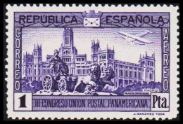 1931. ESPANA. III CONGRESO UNION POSTAL PANAMERICANA, CORREO AEREO. 1 PTA, Hinged. (Michel 596) - JF545056 - Nuovi