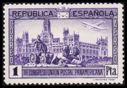 1931. ESPANA. III CONGRESO UNION POSTAL PANAMERICANA, CORREO AEREO. 1 PTA, Hinged. (Michel 596) - JF545058 - Nuovi