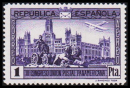 1931. ESPANA. III CONGRESO UNION POSTAL PANAMERICANA, CORREO AEREO. 1 PTA, Hinged. (Michel 596) - JF545059 - Neufs