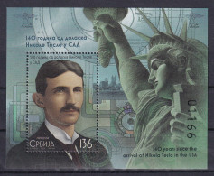 SERBIA 2024,NIKOLA TESLA IN THE USA,MONUMENT STATUE OF LIBERTY,BLOCK,,MNH - Serbie