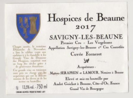 Etiquette HOSPICES DE BEAUNE " SAVIGNY LES BEAUNE 2017 Les Vergelesses - Cuvée Forneret "  (2290)_ev694 - Bourgogne