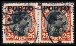 1923. DANMARK. Postage Due. Porto. Chr. X. 25 Øre Brown/black In Pair. (Michel P6) - JF545130 - Port Dû (Taxe)