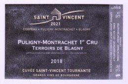 Etiquette SAINT VINCENT TOURNANTE 2021 " TERROIRS DE BLAGNY 2018 " Cuvée St Vincent (1873)_ev743 - Bourgogne