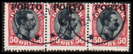 1921. DANMARK. Postage Due. Porto. Chr. X. 50 Øre Wine Red/black. In 3stripe With Some Lose Pe... (Michel P7) - JF545136 - Segnatasse