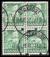 1936. DANMARK. 5 ØRE NIKOLAI KIRKE In 4block Cancelled STAKROGE 15.10.37.  (MICHEL 228) - JF545137 - Usado