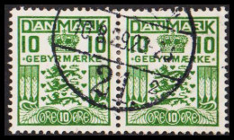 1930. Late Fee. Gebyr. 10 Øre Green. Fine Pair Cancelled 10.8.29. (Michel V15) - JF545139 - Postage Due