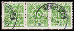 1928. Postage Due. Porto. 10 Øre Gren In 3stripe Cancelled GRIDSTED 17.3.24. (Michel P13) - JF545141 - Impuestos