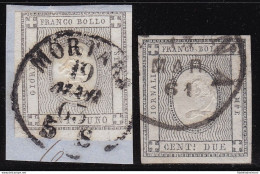 1861 SARDEGNA, N° 19/20  2 Valori USATI/FRAMMENTO - Sardinia