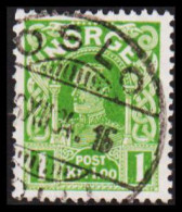 1934. NORGE. Haakon. Smooth Background. 1 Kr. FINE Cancelled OSLO 16 XII 34. (Michel 89b) - JF545170 - Used Stamps