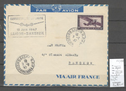 Indochine - Ouverture De La Ligne Saigon - Bangkok - 10/06/1947 - Cartas & Documentos
