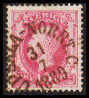 UPPSALA  NORRT.C. 31 7 1889. LUXUS RAILROAD Cancel On 1886. Oscar II. Post Horn On Back. 10 ör... (Michel 38) - JF545176 - Used Stamps
