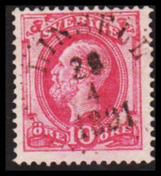 LINSELL 29 4 1891. LUXUS Cancel On 1886. Oscar II. Post Horn On Back. 10 öre Rose. (Michel 38) - JF545181 - Gebraucht