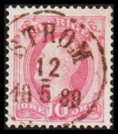 STRÖM 12 5 1889. LUXUS Cancel On 1886. Oscar II. Post Horn On Back. 10 öre Rose. (Michel 38) - JF545182 - Used Stamps