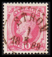 STRÖM 1 5 1889. LUXUS Cancel On 1886. Oscar II. Post Horn On Back. 10 öre Rose. (Michel 38) - JF545183 - Oblitérés