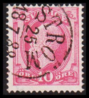 STRÖM 25 7 1888. FINE Cancel On 1886. Oscar II. Post Horn On Back. 10 öre Rose. (Michel 38) - JF545184 - Used Stamps