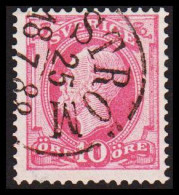 STRÖM 25 7 1888. FINE Cancel On 1886. Oscar II. Post Horn On Back. 10 öre Rose. (Michel 38) - JF545184 - Usati