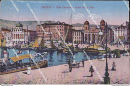 Be695 Cartolina Trieste Citta' Riva Carciotti E Hotel De La Ville 1918 Friuli - Trieste
