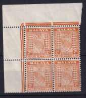 Negri Sembilan: 1935/41   Arms     SG23    2c   Orange  MNH Block Of 4 - Negri Sembilan