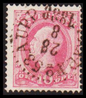 PKXP No 53A UPP 28 2 1888. FINE Cancel On 1886. Oscar II. Post Horn On Back. 10 öre Rose. (Michel 38) - JF545191 - Usados