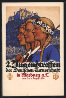 Künstler-AK Marburg A. L., 2. Jugendtreffen Der Deutschen Turnerschaft 1924, Bekränztes Blondes Mädchen  - Other & Unclassified