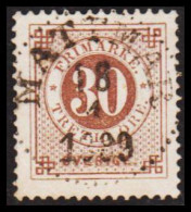 1886. Circle Type. Perf. 13. Posthorn On Back. 30 öre Brown. LUXUS Cancelled MATTMAR 18 4 1889... (Michel 35) - JF545197 - Oblitérés