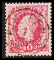 HJERPEN 7 3 1888. LUXUS Cancel On 1886. Oscar II. Post Horn On Back. 10 öre Rose. (Michel 38) - JF545202 - Usati