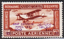 1931. EGYPT. 100 Pia On 27 M Overprinted GRAF ZEPPELIN–AVRIL 1931. Hinged.  (Michel 157) - JF545215 - Nuevos